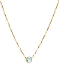 Zoe Lev 14K Yellow Gold Aquamarine Birthstone Solitaire Pendant Necklace, 16-18