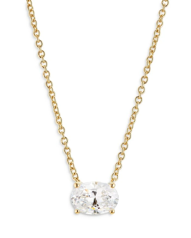 Modern Love Oval Cubic Zirconia Pendant Necklace, 16"-18"
