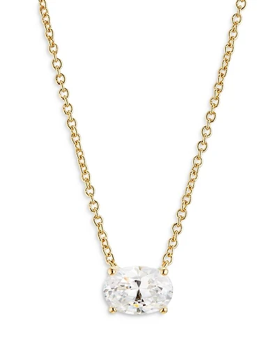 Modern Love Oval Cubic Zirconia Pendant Necklace, 16"-18"