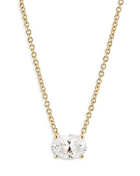 Modern Love Oval Cubic Zirconia Pendant Necklace, 16"-18"