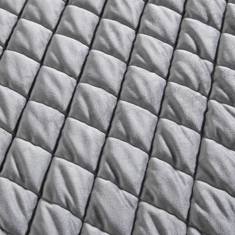 Diamond Velvet Charcoal King Quilt Set