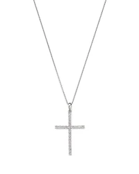 Diamond Micro-Pave Cross Pendant Necklace in 14K White Gold, 0.50 tcw