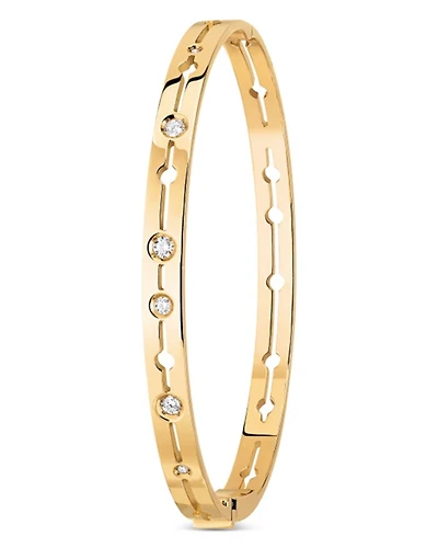 18K Yellow Gold Pulse Diamond Bangle Bracelet
