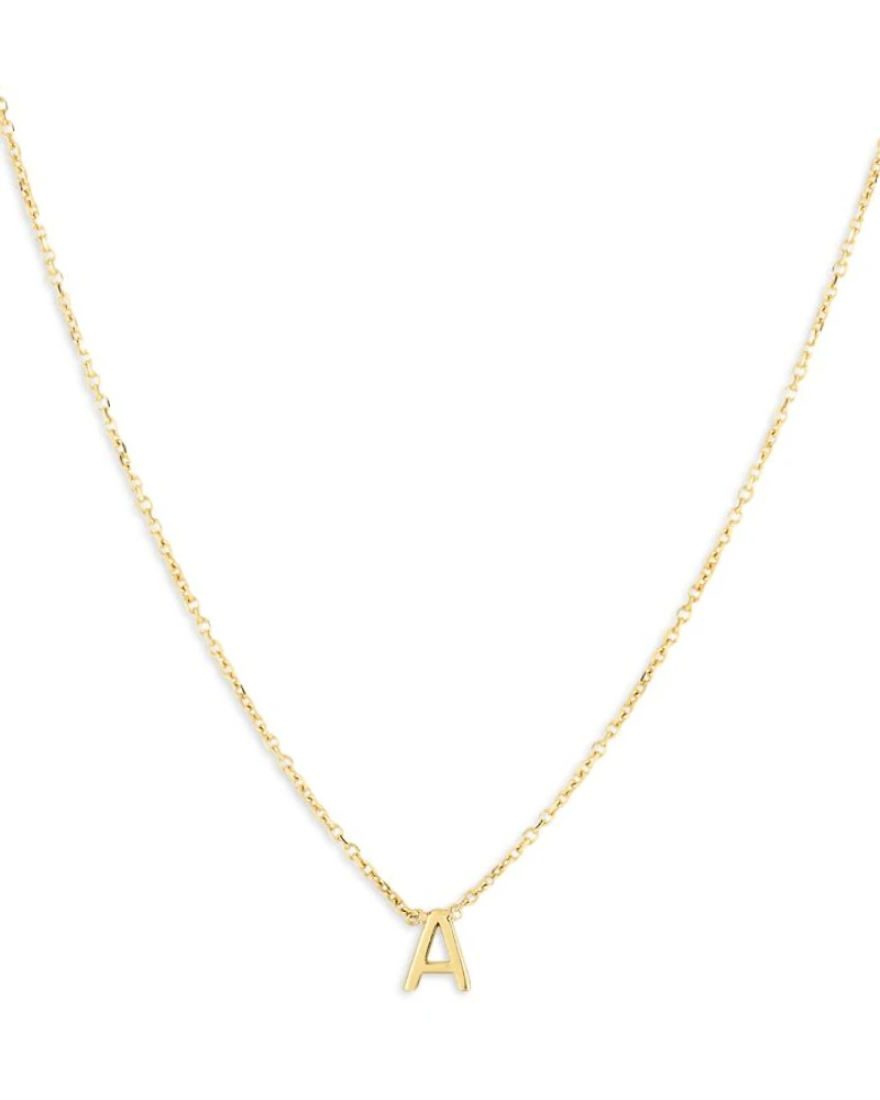 14K Yellow Gold Initial Pendant Necklace, 16"