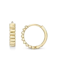 14K Yellow Gold Notched Huggie Hoop Earrings
