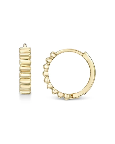 Zoe Lev 14K Yellow Gold Notched Huggie Hoop Earrings