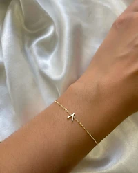 14K Yellow Gold Tiny Wishbone Chain Link Bracelet
