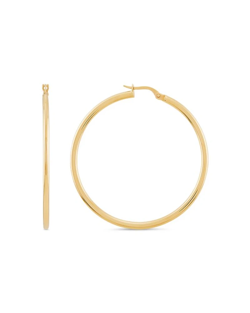 14K Yellow Gold Skinny Hoop Earrings