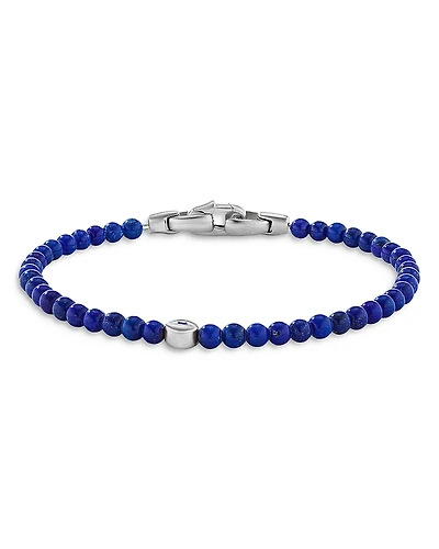 David Yurman Men's Sterling Silver Spiritual Beads Lapis Bead & Sapphire Evil Eye Bracelet