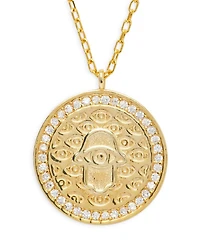 G Hamsa Pavé Evil Eye Pendant Necklace in 14K Gold Plated Sterling Silver, 16"-18"