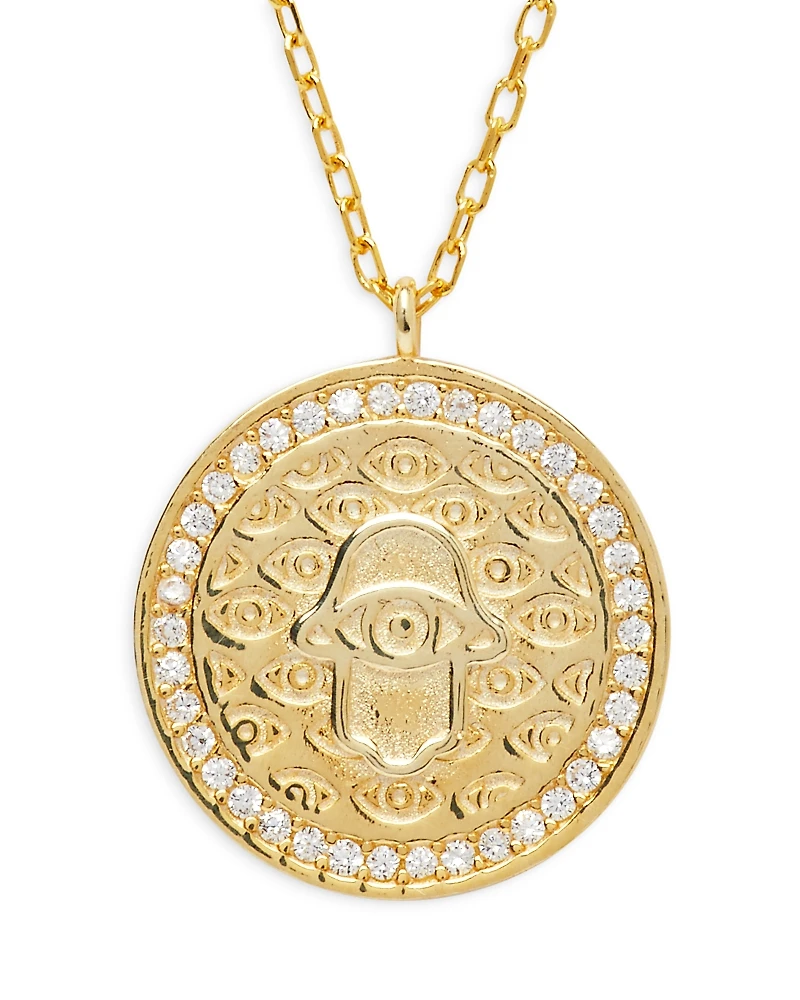 Argento Vivo G Hamsa Pave Evil Eye Pendant Necklace