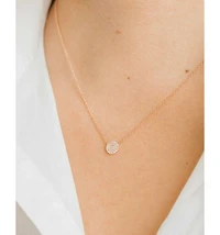 14K Yellow Gold Diamond Disc Pendant Necklace, 18"