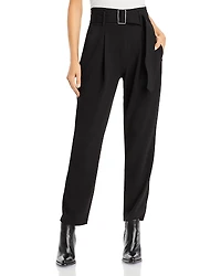 T Tahari Crepe Pull On Front Pleated Self Belted Pants