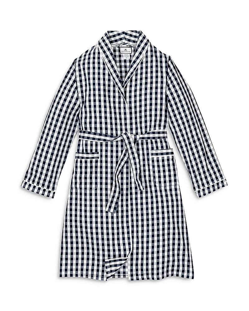Petite Plume Unisex Brushed Gingham Robe - Little Kid, Big Kid