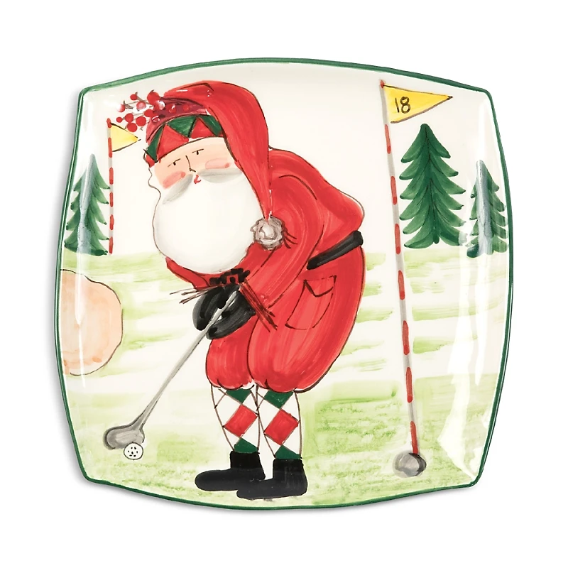 Vietri Old St. Nick 2021 Golfing Square Platter