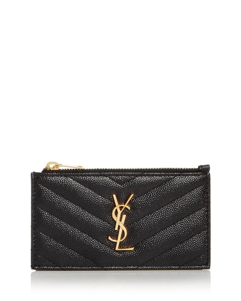 Cassandre Matelasse Fragments Zipped Card Case Grain De Poudre Embossed Leather