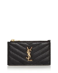 Cassandre Matelasse Fragments Zipped Card Case Grain De Poudre Embossed Leather