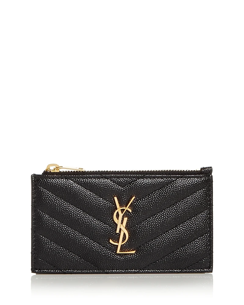 Saint Laurent Cassandre Matelasse Fragments Zipped Card Case