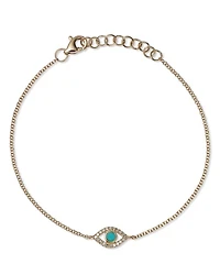 14K Yellow Gold Kate Turquoise & Diamond Evil Eye Chain Bracelet