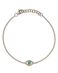 Moon & Meadow 14K Yellow Gold Kate Turquoise & Diamond Evil Eye Chain Bracelet