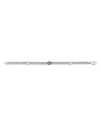 Sterling Silver Black Enamel Double G Logo Curb Link Chain Bracelet