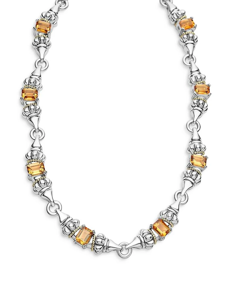 18K Yellow Gold & Sterling Silver Glacier Citrine Collar Necklace, 16"