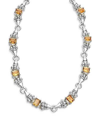 18K Yellow Gold & Sterling Silver Glacier Citrine Collar Necklace, 16"