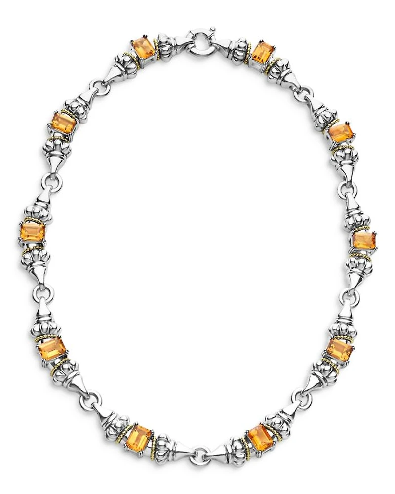 18K Yellow Gold & Sterling Silver Glacier Citrine Collar Necklace, 16"