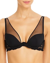 Fleur du Mal Charlotte Sheer Overlay Lace Plunge Bra