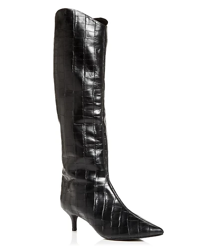 Women's Abbey Croc Embossed Kitten Heel Boots