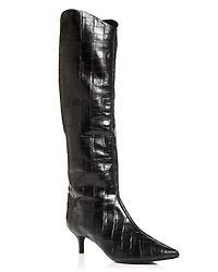 Women's Abbey Croc Embossed Kitten Heel Boots