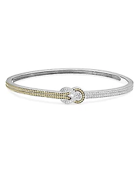 Lagos 18K Yellow Gold & Sterling Silver Newport Diamond Knot Hinged Bangle Bracelet