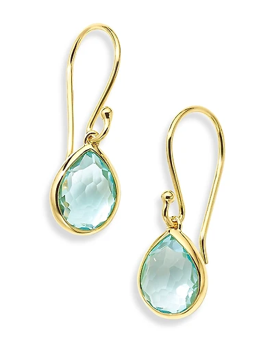 Ippolita 18K Yellow Gold Rock Candy Blue Topaz Teeny Teardrop Earrings