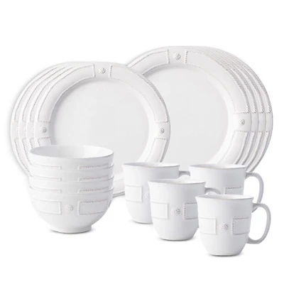French Panel Whitewash 16 Piece Dinnerware Set, Service for 4