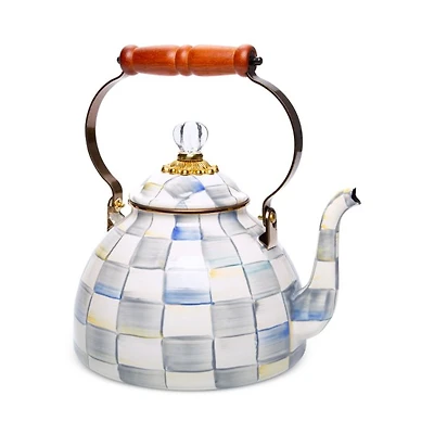 Sterling Check Enamel Tea Kettle, 3 Qt