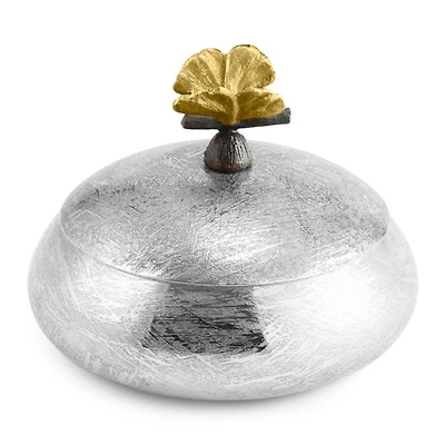 Butterfly Ginkgo Round Trinket Box