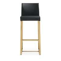 Denmark Performance Faux Leather and Gold Steel Barstool, Set of 2