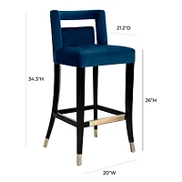 Hart Velvet Counter Stool in Navy