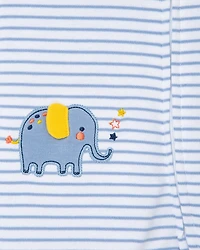 Boys' Cotton Striped Elephant Footie & Hat Set - Baby