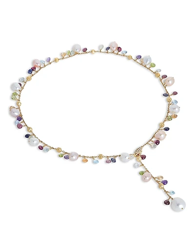 Marco Bicego 18K Yellow Gold Paradise Pearl Diamond, Mixed Gemstone and Cultured Freshwater Pearl Y Necklace, 17