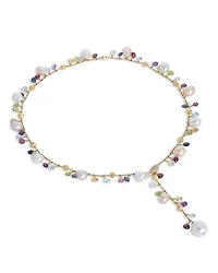 Marco Bicego 18K Yellow Gold Paradise Pearl Diamond, Mixed Gemstone and Cultured Freshwater Pearl Y Necklace, 17