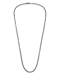 Men's Classic Chain Silver 2.7mm Box Chain Necklace with Satin Matte Black Rhodium, 24"