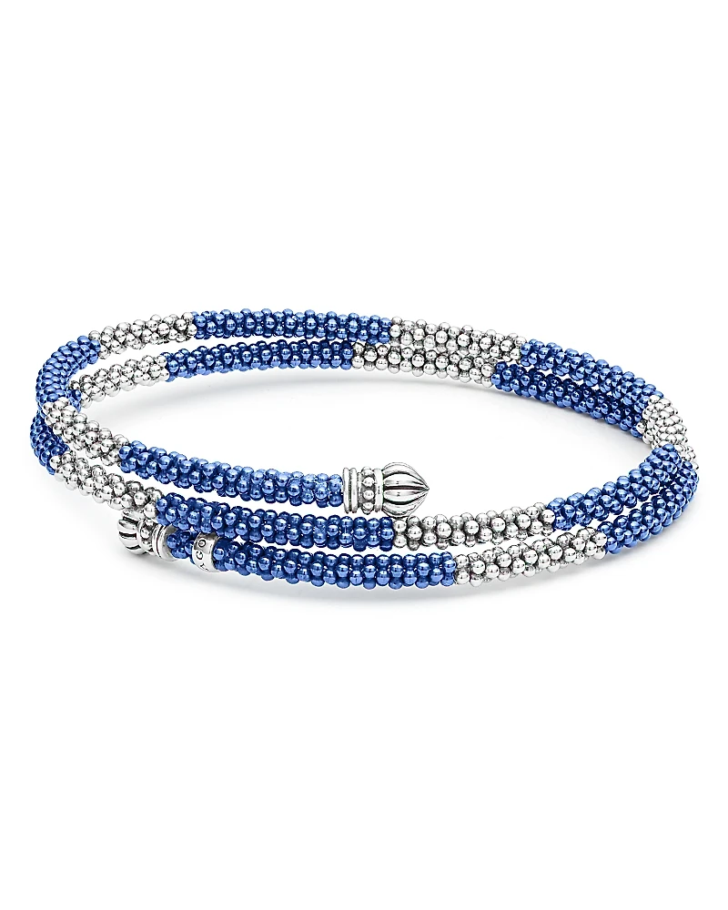 Lagos Sterling Silver Ultramarine Ceramic Bead Coil Bracelet