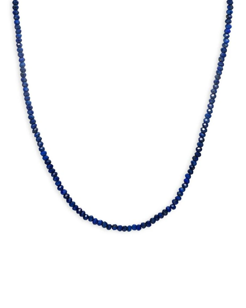 14K Yellow Gold Lapis Lazuli Bead Collar Necklace, 14-16"
