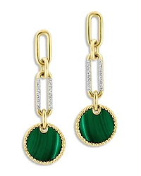 Bloomingdale's Fine Collection Malachite & Diamond Paperclip Link Drop Earrings