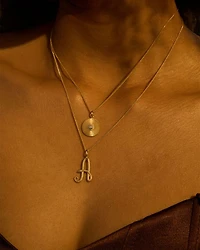 14K Yellow Gold Diamond Pleated Disc Pendant Necklace, 16-18"