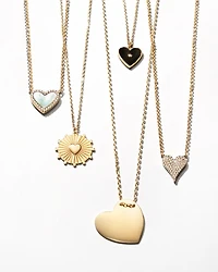 14K Yellow Gold Kate Mother of Pearl & Diamond Heart Pendant Necklace, 18"