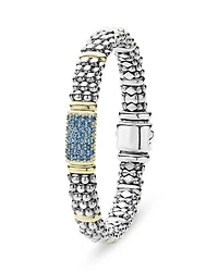 18K Yellow Gold & Sterling Silver Signature Caviar Blue Sapphire Pavé Link Bracelet