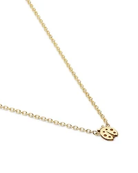 14K Yellow Gold Itty Bitty Symbols Ladybug Pendant Necklace, 14-16"