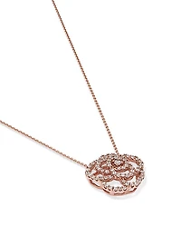 Diamond Rose Flower Pendant Necklace in 14K Rose Gold, 0.30 tcw